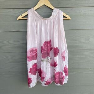 Elana Baldi 100% silk sleeveless floral romantic tank